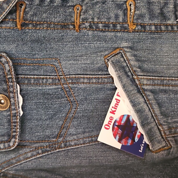 HANDMADE" ☆OKD  "L.e.i." "WINDOW FLOWERS" UpPURPOSED JEAN JACKET! 💙 LG - Picture 5 of 11